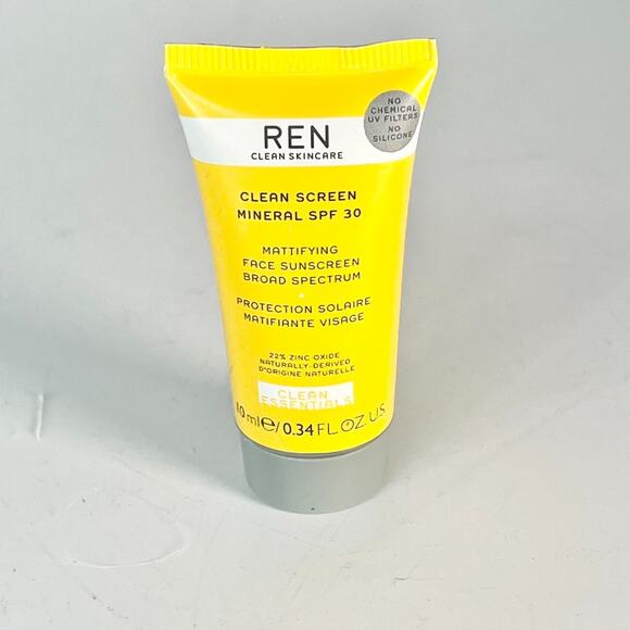 Ren Clean Screen Mattifying Face Mineral SPF 30 Sunscreen Travel .34oz 10 ml New - Picture 1 of 6